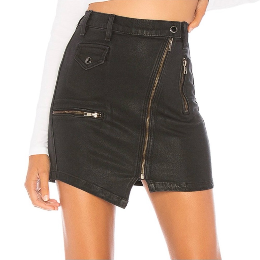 Hudson Women's High Rise Moto Skirt, Black, Size 28